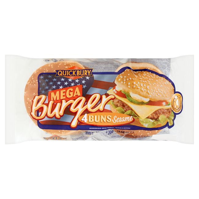 Quickbury Jumbo Burger Buns With Sesame 300g