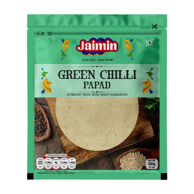 Jaimin Green Chilli Pappad 200g