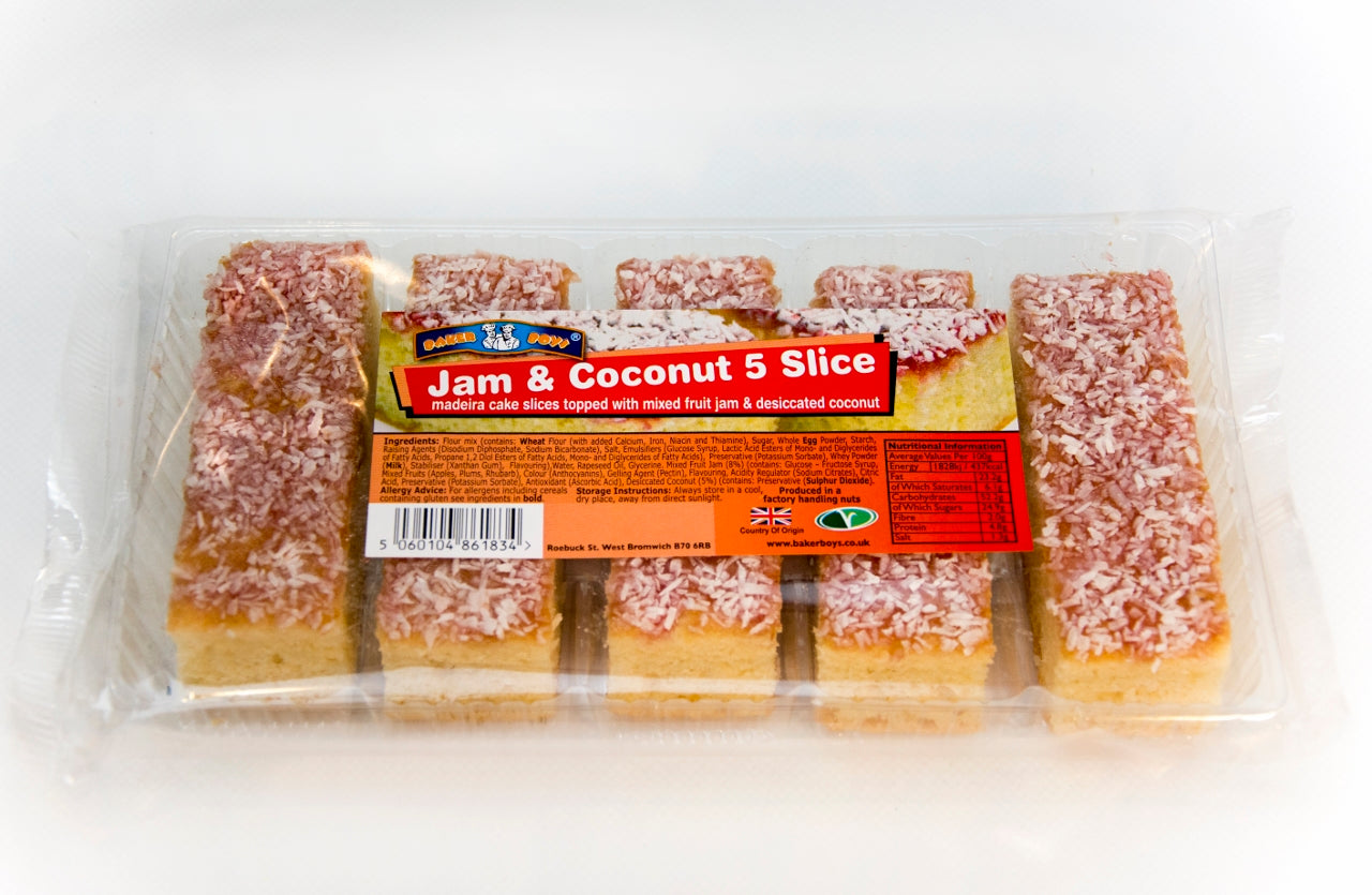 Jam & Coconut Cake Slices