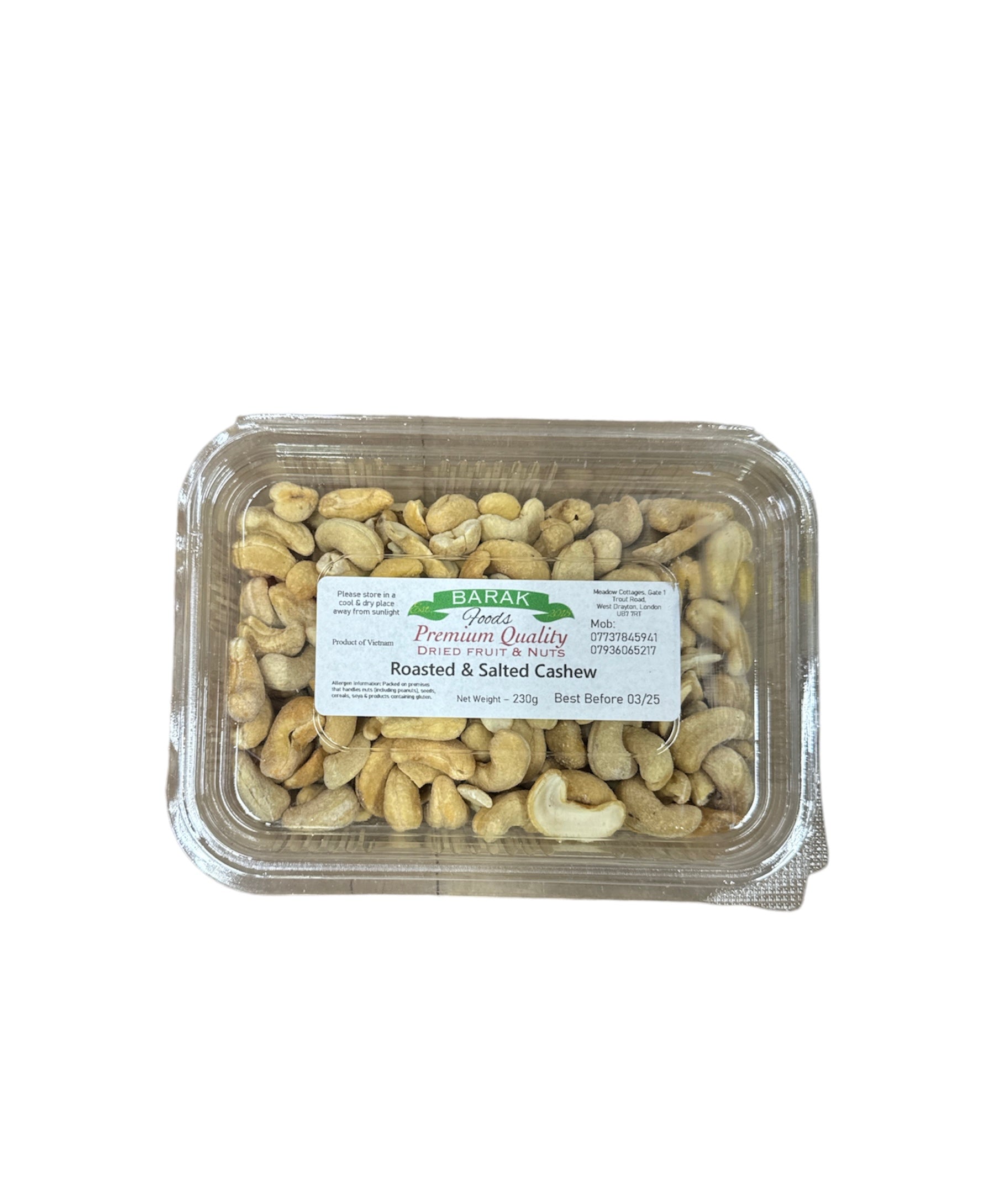 Barak Foods Roasted & Salted Cashew 230g