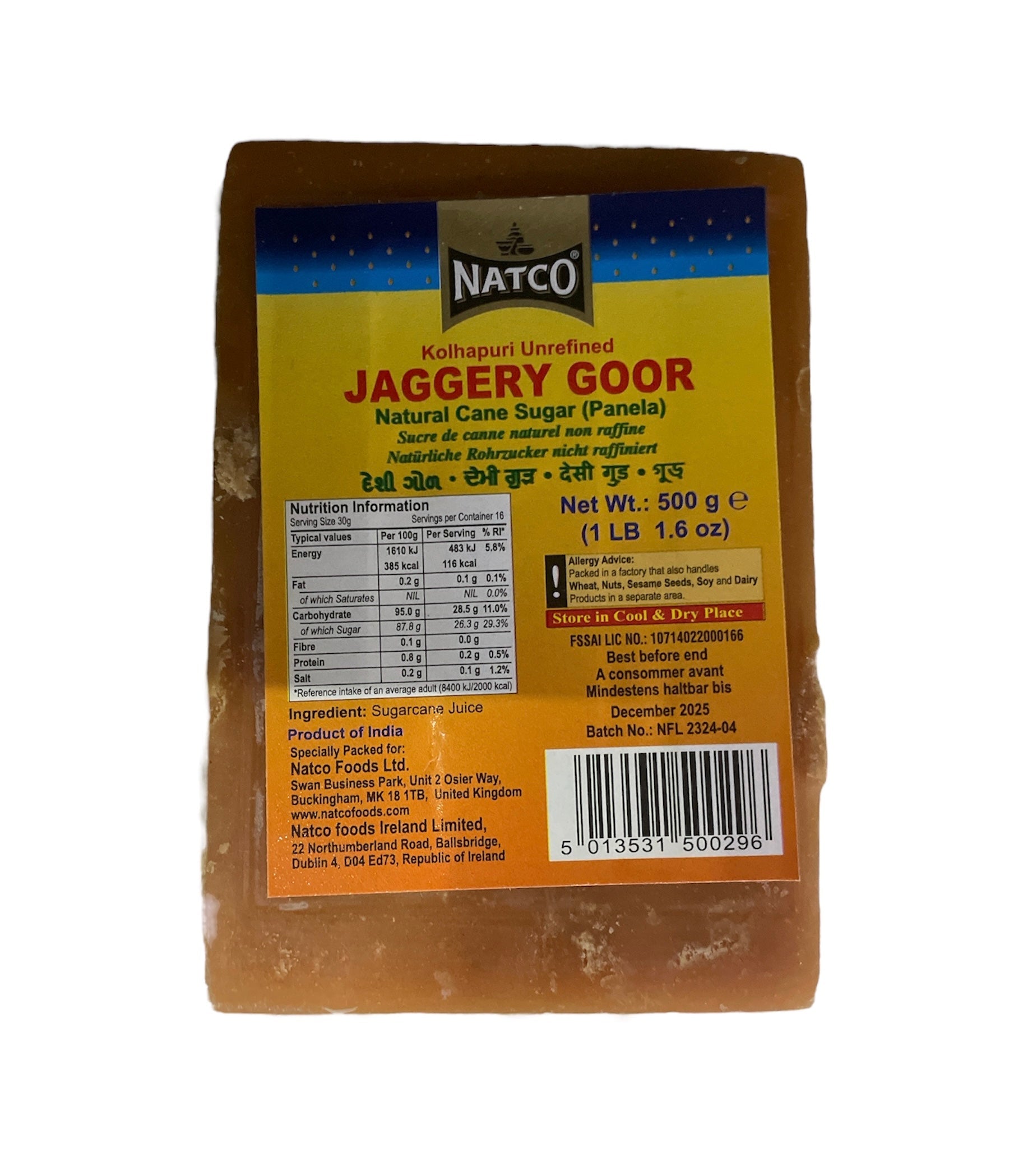 Natco Kolhapuri Unrefined Jaggery Goor (Panela) 500g